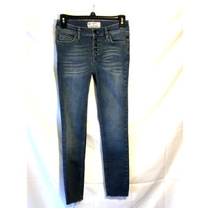 Free People skinny distressed raw jeans medium wash size 25